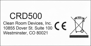 CRD500 CE Label <div class="callemail nomobile"> <h3><strong><a href="tel:3034380853">Call</a> or <a href="mailto:sales@cleanroomdevices.com">email</a> with questions.</strong></h3> </div> <div class="callemail nodesktop"> <h3><strong><a href="tel:3034380853">Call</a> or <a href="mailto:sales@cleanroomdevices.com">Email</a> with Questions </strong></h3> </div> <div class="wp-block-buttons"> <!-- /wp:button --> </div> 